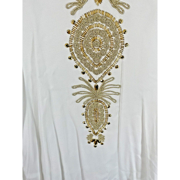 NWT Lilly Pulitzer Chai Resort White Caftan Kaftan Gold Accents Sz S/M - Picture 4 of 9